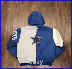 Vintage 90s Dallas Cowboys Starter NFL Full-Zip Nylon Puffer Jacket Size XL