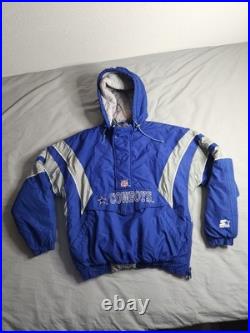 Vintage 90s Dallas Cowboys Starter Pro Line Jacket Mens Size Large Blue Gray EUC
