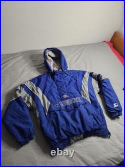 Vintage 90s Dallas Cowboys Starter Pro Line Jacket Mens Size Large Blue Gray EUC