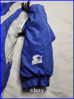 Vintage 90s Dallas Cowboys Starter Pro Line Jacket Mens Size Large Blue Gray EUC