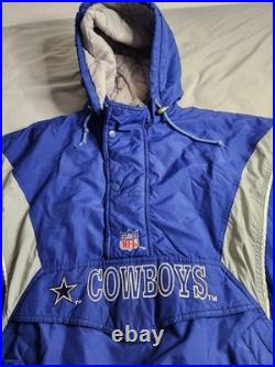 Vintage 90s Dallas Cowboys Starter Pro Line Jacket Mens Size Large Blue Gray EUC