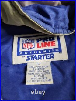 Vintage 90s Dallas Cowboys Starter Pro Line Jacket Mens Size Large Blue Gray EUC