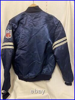 Vintage 90s Dallas Cowboys Starter Pro Line NFL Blue Satin Bomber Jacket Size M