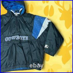 Vintage 90s Dallas Cowboys Starter Puffy Jacket Half-Zip Pullover