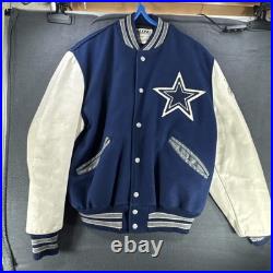 Vintage 90s DeLong NFL Dallas Cowboys letterman Super Bowl Patch Jacket Size 42