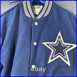 Vintage 90s DeLong NFL Dallas Cowboys letterman Super Bowl Patch Jacket Size 42