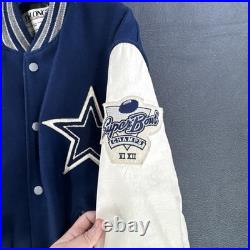 Vintage 90s DeLong NFL Dallas Cowboys letterman Super Bowl Patch Jacket Size 42
