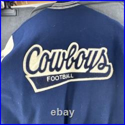 Vintage 90s DeLong NFL Dallas Cowboys letterman Super Bowl Patch Jacket Size 42