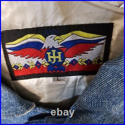 Vintage 90s Jeff Hamilton NFL Dallas Cowboys Denim Letterman Varsity Jacket Sz L