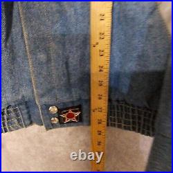 Vintage 90s Jeff Hamilton NFL Dallas Cowboys Denim Letterman Varsity Jacket Sz L