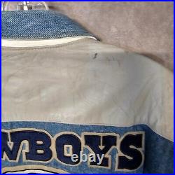 Vintage 90s Jeff Hamilton NFL Dallas Cowboys Denim Letterman Varsity Jacket Sz L