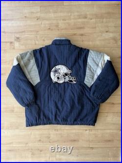Vintage 90s NFL Dallas Cowboys Quilted Nylon Pullover Jacket XXL Football