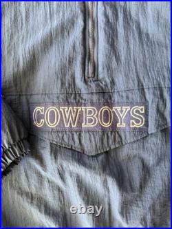 Vintage 90s NFL Dallas Cowboys Quilted Nylon Pullover Jacket XXL Football