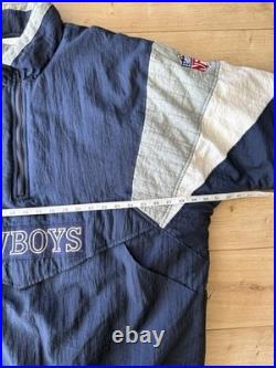 Vintage 90s NFL Dallas Cowboys Quilted Nylon Pullover Jacket XXL Football