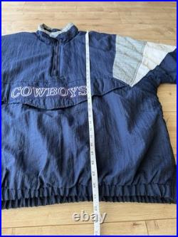 Vintage 90s NFL Dallas Cowboys Quilted Nylon Pullover Jacket XXL Football