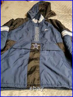 Vintage 90s NFL Pro Line Starter Dallas Cowboys Hooded Puffer Jacket Mens XL