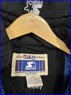 Vintage 90s NFL Starter Dallas Cowboys Pullover 1/2 Zip Hooded Jacket Sz XXL