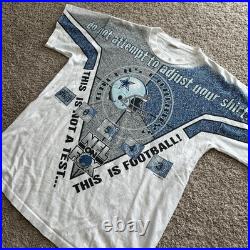 Vintage 90s NFL on Fox Dallas Cowboys NFL Football aop tee Sz L