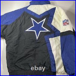 Vintage 90s Pro Line Apex One Dallas Cowboys Puffer Jacket Full Zip Hood Large