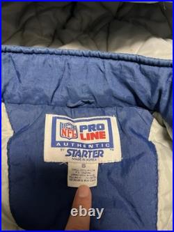 Vintage 90s Starter Dallas Cowboys Full Zip Up Blue Puffer Jacket Size Small NFL