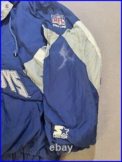 Vintage 90s Starter Dallas Cowboys Jacket Mens Large Blue 1/4 Zip Sewn Adult