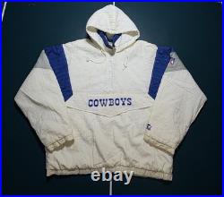 Vintage 90s Starter NFL Dallas Cowboys 1/2 Zip Pullover Hooded Jacket Size XL