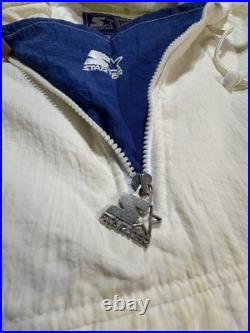 Vintage 90s Starter NFL Dallas Cowboys 1/2 Zip Pullover Hooded Jacket Size XL