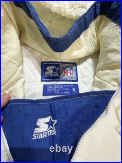 Vintage 90s Starter NFL Dallas Cowboys 1/2 Zip Pullover Hooded Jacket Size XL