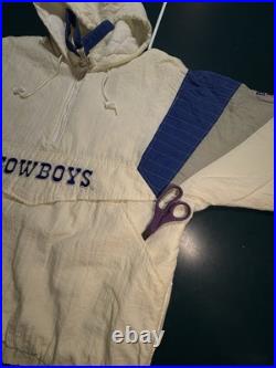 Vintage 90s Starter NFL Dallas Cowboys 1/2 Zip Pullover Hooded Jacket Size XL