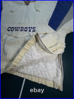 Vintage 90s Starter NFL Dallas Cowboys 1/2 Zip Pullover Hooded Jacket Size XL