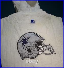 Vintage 90s Starter NFL Dallas Cowboys 1/2 Zip Pullover Hooded Jacket Size XL