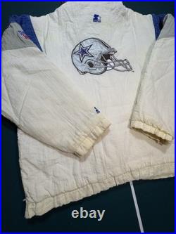 Vintage 90s Starter NFL Dallas Cowboys 1/2 Zip Pullover Hooded Jacket Size XL