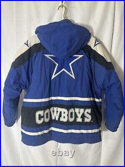 Vintage APEX One NFL Pro Line Dallas Cowboys Hooded Puffer Jacket Size Large 90s