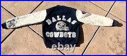 Vintage Authentic Chalkline Dallas Cowboys Letterman Leather Jacket Mens Sm Rare