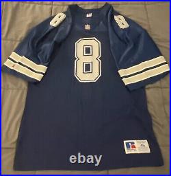 Vintage Authentic Russell Athletic Dallas Cowboys Troy Aikman Blue Jersey SZ 48