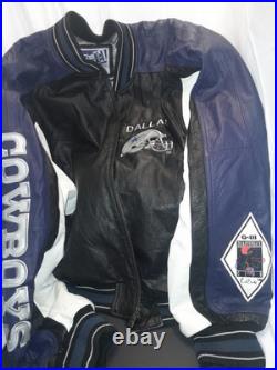 Vintage Carl Banks Dallas Cowboys 100% Leather Bomber Jacket Size LG- Nice Vintage Carl Banks Dallas Cowboys 100% Leather Bomber Jacket Size LG- Nice