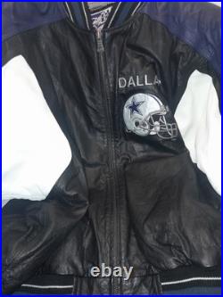 Vintage Carl Banks Dallas Cowboys 100% Leather Bomber Jacket Size LG- Nice Vintage Carl Banks Dallas Cowboys 100% Leather Bomber Jacket Size LG- Nice
