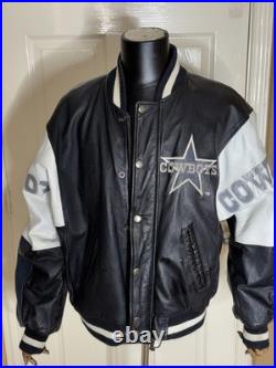 Vintage Carl Banks G-III LEATHER NFL Dallas Cowboys Coat Jacket L logo spellout