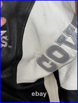 Vintage Carl Banks G-III LEATHER NFL Dallas Cowboys Coat Jacket L logo spellout