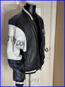 Vintage Carl Banks G-III LEATHER NFL Dallas Cowboys Coat Jacket L logo spellout
