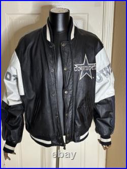 Vintage Carl Banks G-III LEATHER NFL Dallas Cowboys Coat Jacket L logo spellout