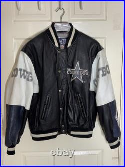 Vintage Carl Banks G-III LEATHER NFL Dallas Cowboys Coat Jacket L logo spellout