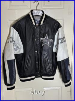 Vintage Carl Banks G-III LEATHER NFL Dallas Cowboys Coat Jacket L logo spellout