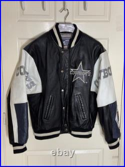 Vintage Carl Banks G-III LEATHER NFL Dallas Cowboys Coat Jacket L logo spellout