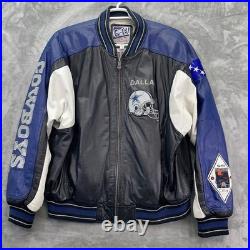Vintage Carl Banks G-III LEATHER NFL Dallas Cowboys Coat Jacket XL logo spellout