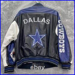 Vintage Carl Banks G-III LEATHER NFL Dallas Cowboys Coat Jacket XL logo spellout