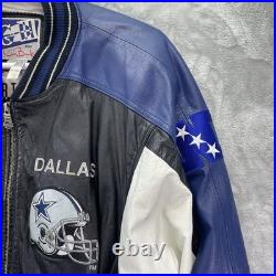 Vintage Carl Banks G-III LEATHER NFL Dallas Cowboys Coat Jacket XL logo spellout