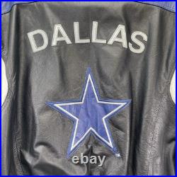 Vintage Carl Banks G-III LEATHER NFL Dallas Cowboys Coat Jacket XL logo spellout