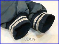 Vintage Chalk Line NFL Dallas Cowboys Satin Bomber Jacket L Navy Blue USA