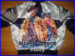 Vintage DALLAS COWBOYS CHALK LINE FANIMATION Satin Button Up Jacket Adult XL
